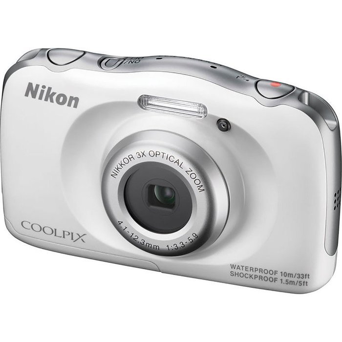 Nikon COOLPIX S33 Digital Waterproof & Freezeproof Full HD 1080p Camera (White) + 64GB Class 10 Memory Card +... N6