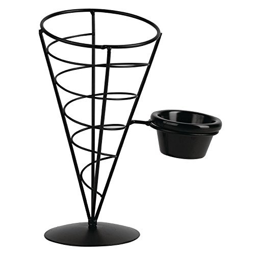 TableCraft Products ACR59 Appetizer Cone with Ramekin, 5" x 9, Black