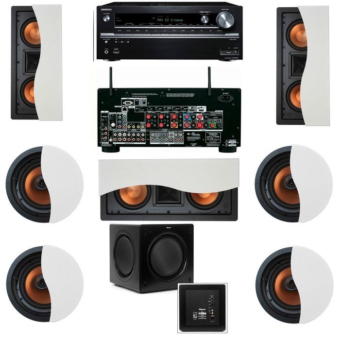 Klipsch R-5502-W II In-Wall Speaker 7.1 SW-310 Onkyo TX-NR838 7.2