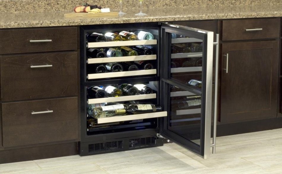 Marvel ML24WDF3LP High Efficiency Dual Zone Wine Cellar, 24", Black