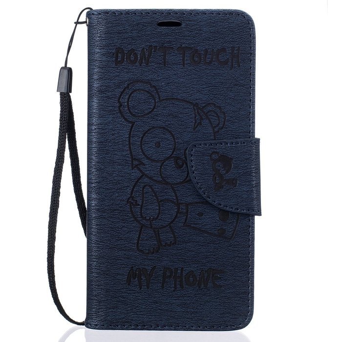 LG K7 Case, LG K7 Wallet Case,PHEZEN Cute Bear Don't Touch My Phone Design PU Leather Wallet Case Stand Flip Case... N29