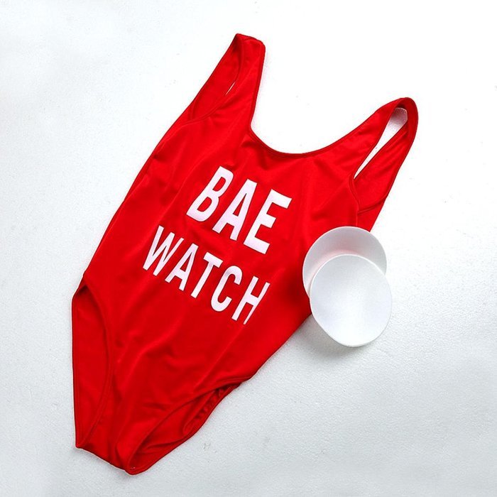 HOT Sale!Canserin Women Sexy Backless "BAE WATCH" Bodysuit Beachwear(with 2 Chest pads) N10