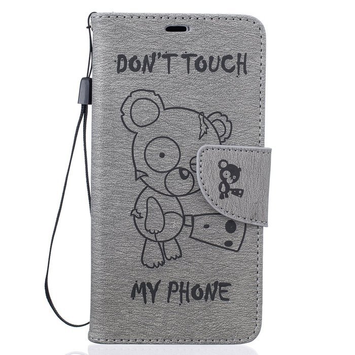 LG K7 Case, LG K7 Wallet Case,PHEZEN Cute Bear Don't Touch My Phone Design PU Leather Wallet Case Stand Flip Case... N37