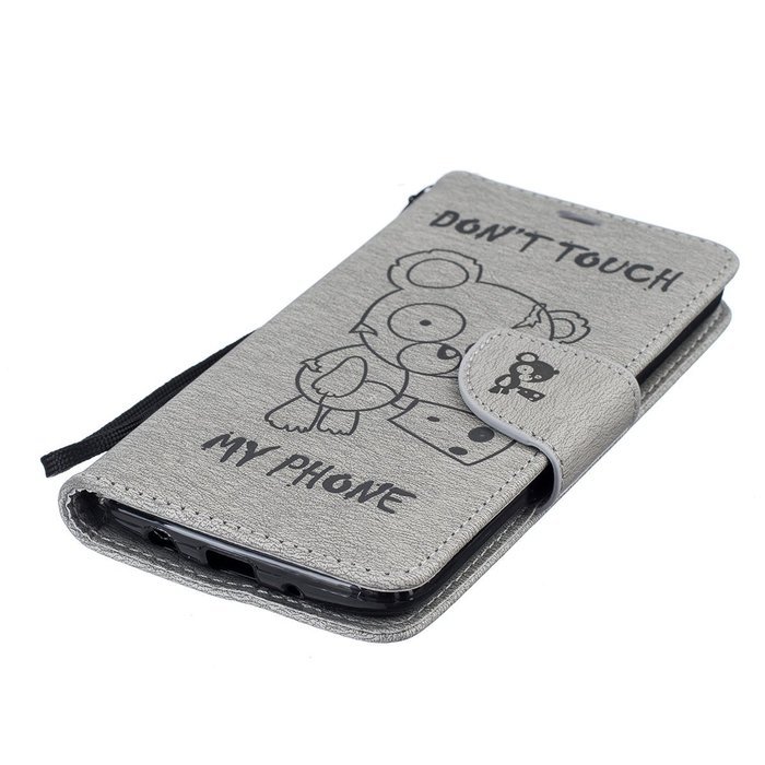 LG K7 Case, LG K7 Wallet Case,PHEZEN Cute Bear Don't Touch My Phone Design PU Leather Wallet Case Stand Flip Case... N38