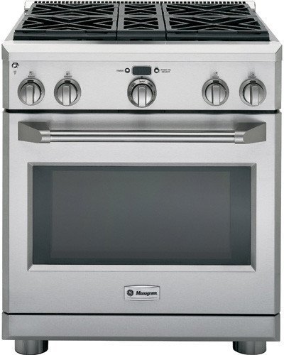 GE Monogram 30" ZDP304LPSS 30 Inch Pro-Style Liquid Propane Dual-Fuel Stainless Steel Gas Range w/ Convection...