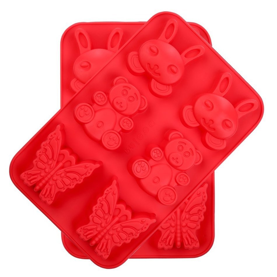 Crystallove Novelty Silicone Cake Mold Muffin Pudding Jelly Bakeware Color Randomly (3pcs, Christmas Style)