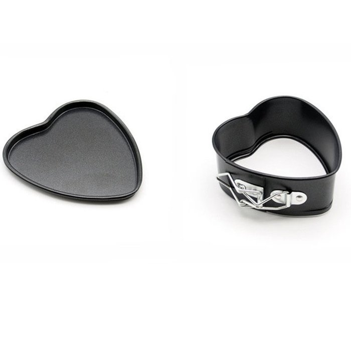 Homeself 4 Inch Heavy Carbon Non-Stick Heart Springform Cake Pan with Removable Smooth Bottom (4'')