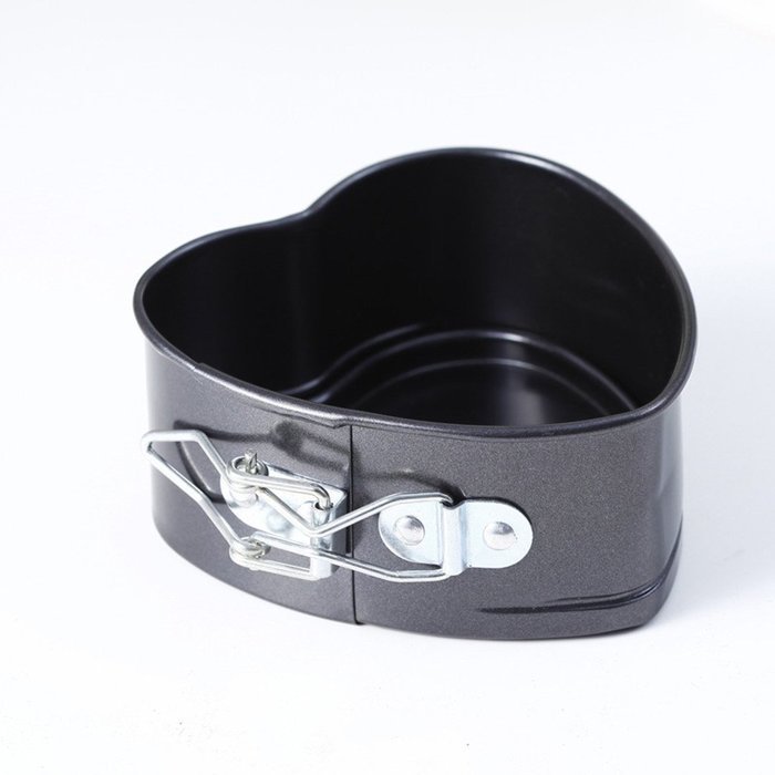 Homeself 4 Inch Heavy Carbon Non-Stick Heart Springform Cake Pan with Removable Smooth Bottom (4'') N2
