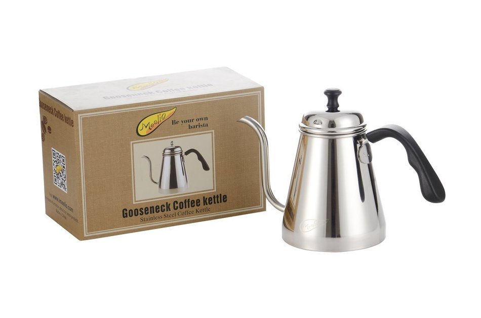 Meelio Stainless Steel Gooseneck Drip Pot ,1 liter (4 1/4 cup) Pour Over Coffee Drip Kettle,Works on Regular and...