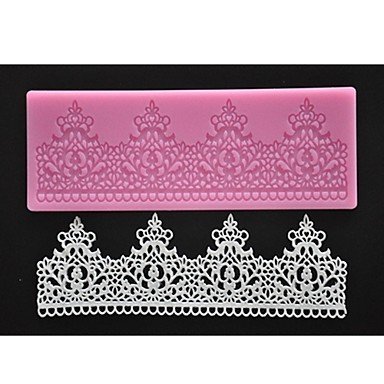 Sher FOUR-C Silicone Lace Mat Decor Cake Pad Textured Cake Mold Color Pink