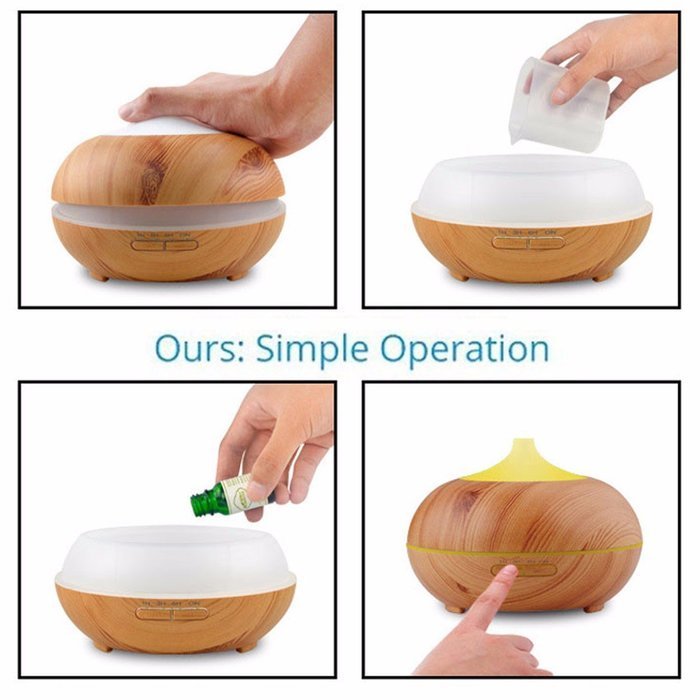 Aroma Diffuser,EIVOTOR 300ML Wood Grain Essential Oil Diffuser Electric Ultrasonic Humidifier Aromatherapy Cool... N6