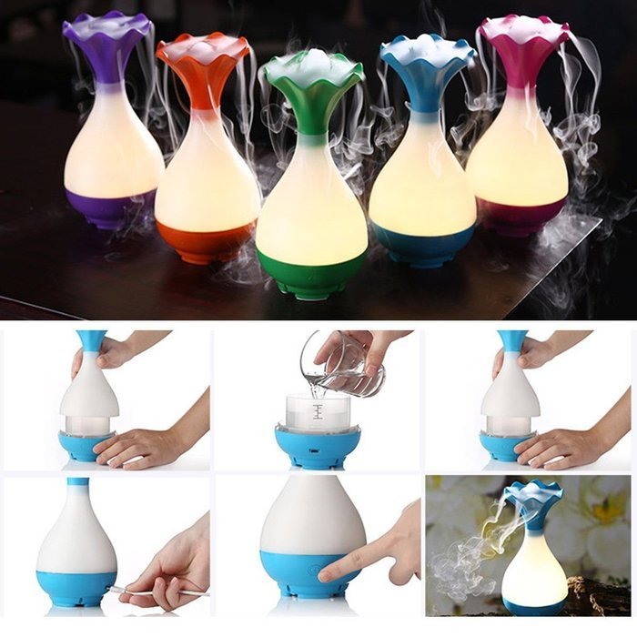 SUPERNIUDB Aroma Essential Oil Diffuser Ultrasonic Humidifier Air Led Aceite Esencial Humidificador Jade Vase...