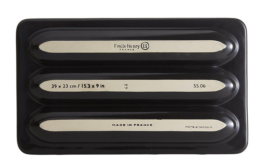 Emile Henry Ceramic Baguette Baker Charcoal, Mure & Peyrot Longuet Lame, Couche Proofing Cloth 23.5 x 35.5, Bundle N5