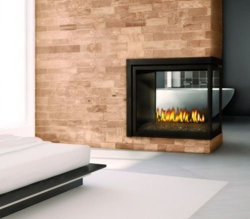 Peninsula Clean Face Fireplace with Logs - Natural Gas