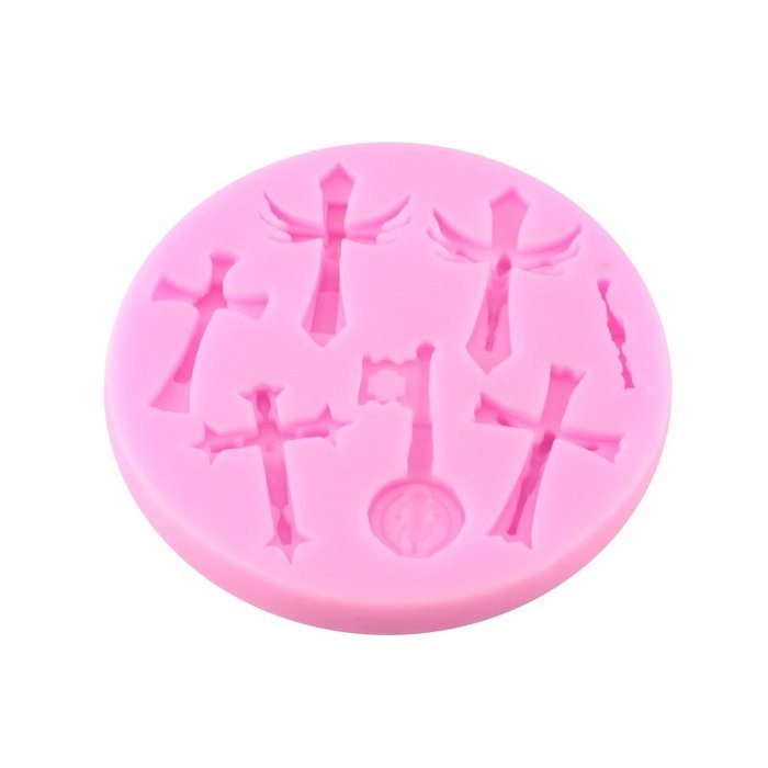 Mujiang 4-Capacity Cross Silicone Clay Fimo Sugarcraft Candy Fondant Molds