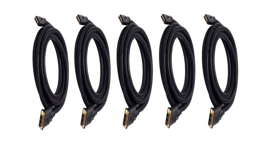 Monoprice 102285 15' 24AWG CL2 High Speed HDMI to DVI Adapter Cable with Net Jacket, Black N4