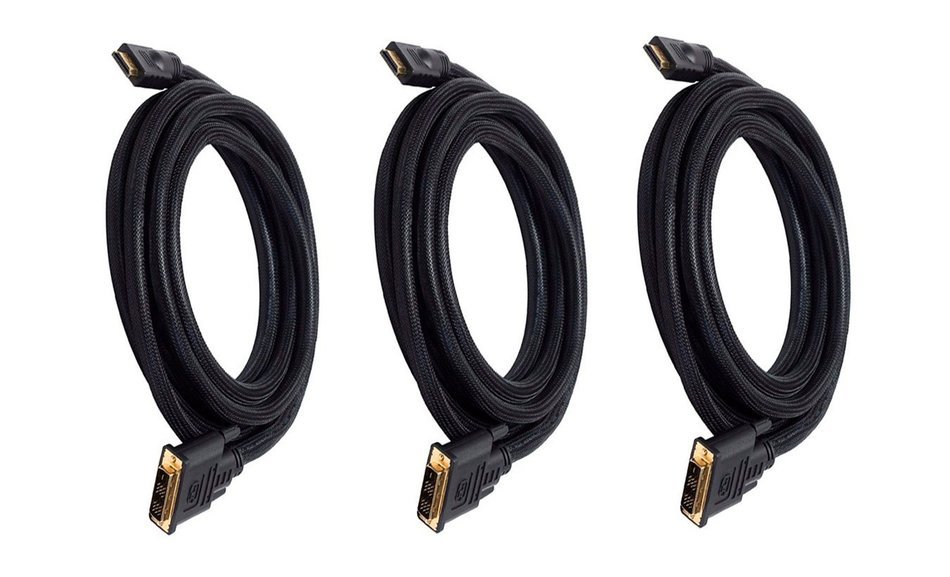 Monoprice 102285 15' 24AWG CL2 High Speed HDMI to DVI Adapter Cable with Net Jacket, Black N5