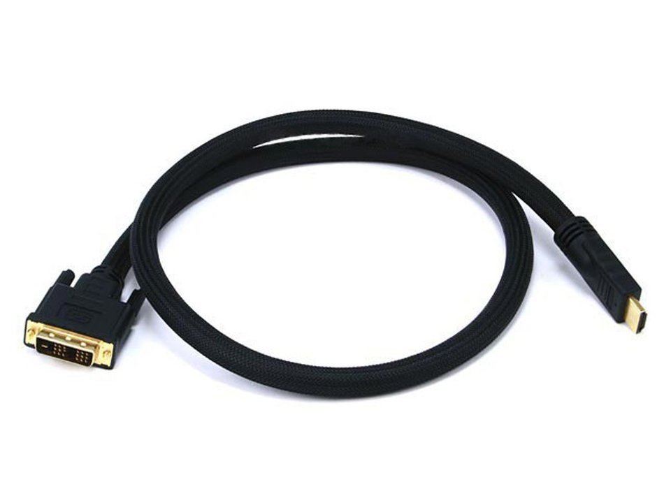 Monoprice 102285 15' 24AWG CL2 High Speed HDMI to DVI Adapter Cable with Net Jacket, Black N7