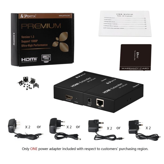 Portta PET50EP HDMI Extender over Single UTP CAT5e/CAT6 Cable up to 50m support 3D N8