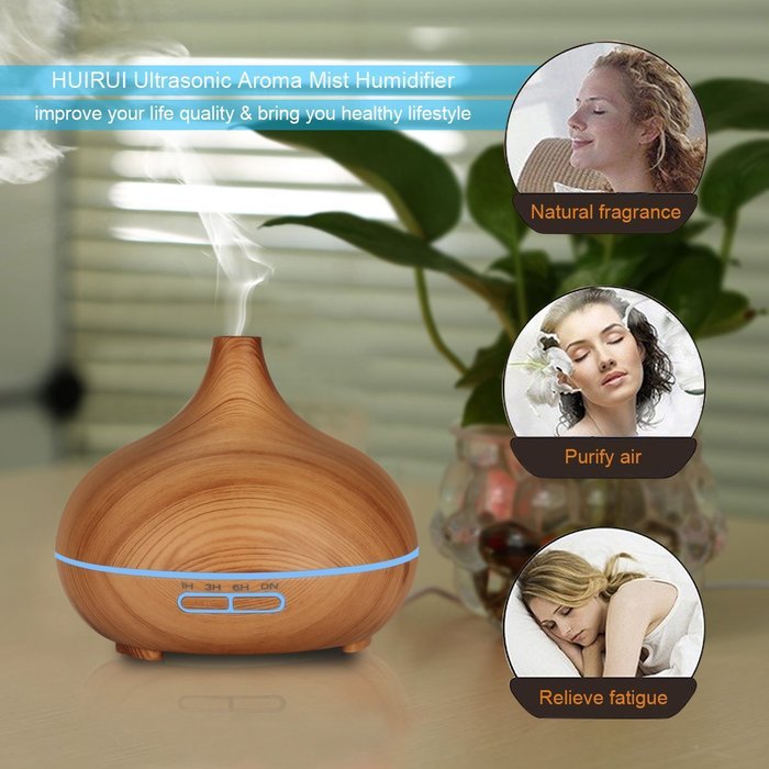 Essential Oils Diffuser, HUIRUI Aroma Cool Mist Ultrasonic Humidifier 300ml With 7 Colors Auto Change, Time Setting... N7