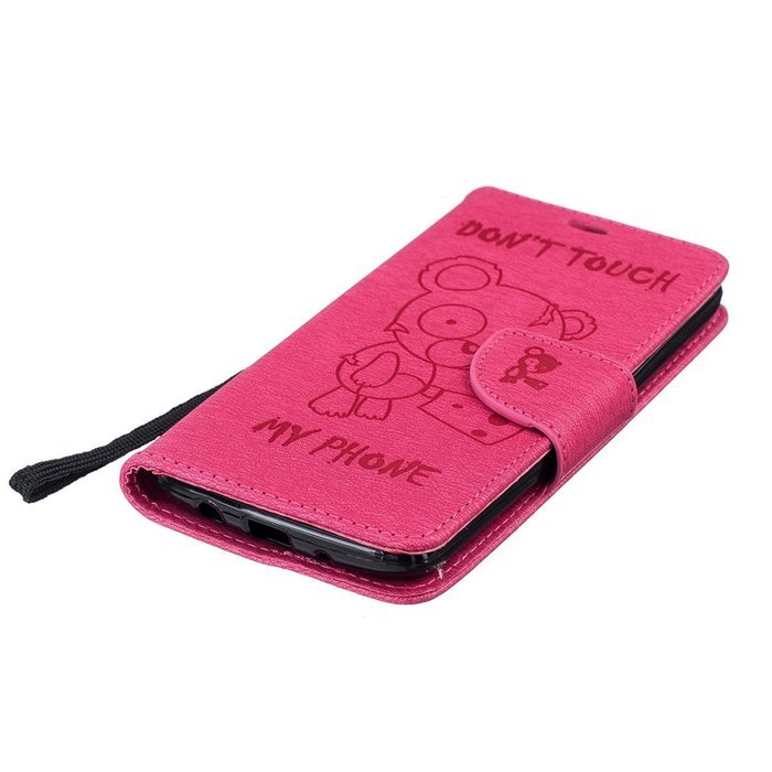 LG K7 Case, LG K7 Wallet Case,PHEZEN Cute Bear Don't Touch My Phone Design PU Leather Wallet Case Stand Flip Case... N45