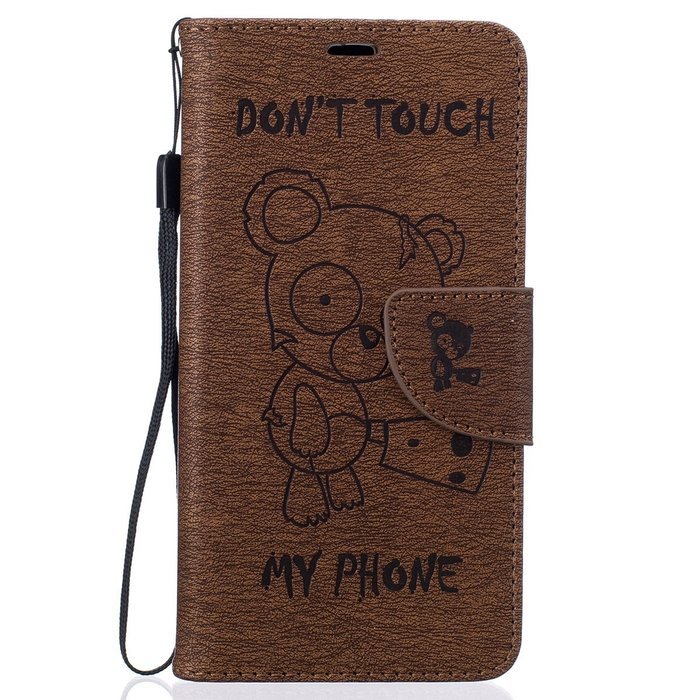 LG K7 Case, LG K7 Wallet Case,PHEZEN Cute Bear Don't Touch My Phone Design PU Leather Wallet Case Stand Flip Case... N46