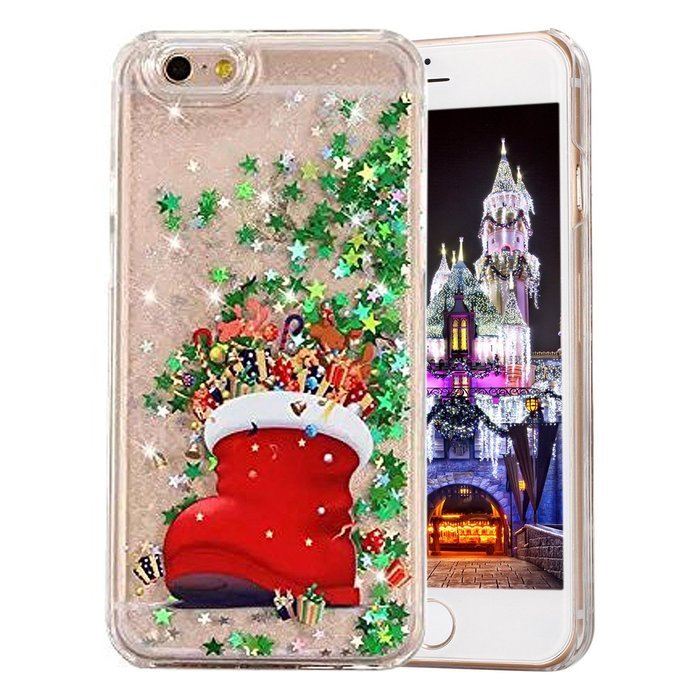 iPhone 6 Plus / 6S Plus Case,PHEZEN Christmas Tree Santa Claus Design Cool Quicksand Moving Stars Bling Glitter... N13