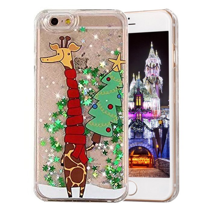 iPhone 6 Plus / 6S Plus Case,PHEZEN Christmas Tree Santa Claus Design Cool Quicksand Moving Stars Bling Glitter... N14