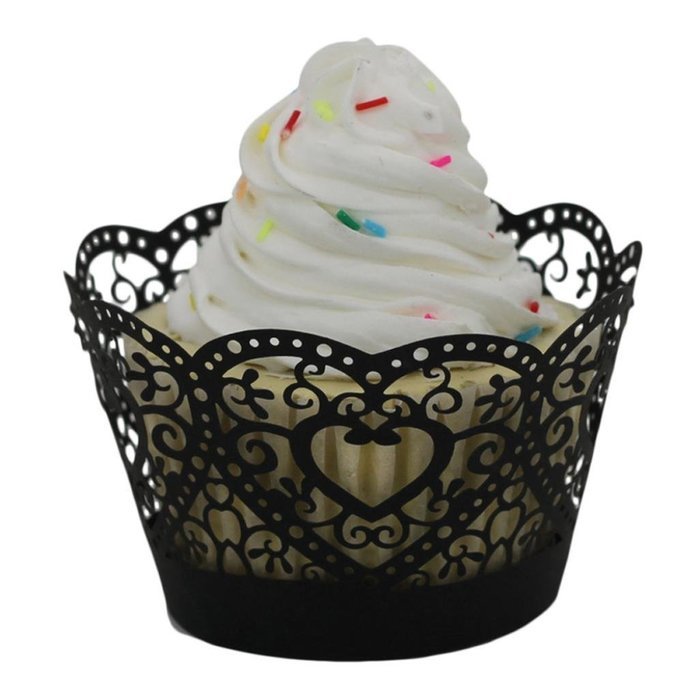 DZT1968 25pc Christmas Lace Laser Cut Cupcake Wrapper Liner Baking Cup Muffin (White)