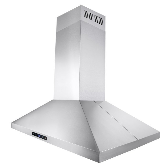 AKDY 36" Island Mount Stainless Steel Kitchen Vent Ducted Range Hood LED Display Touch Control N3
