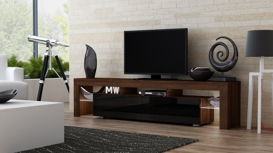 TV Stand MILANO 200 Walnut Line / Modern LED TV Cabinet / Living Room Furniture / Tv Cabinet fit for up to 90-... N3