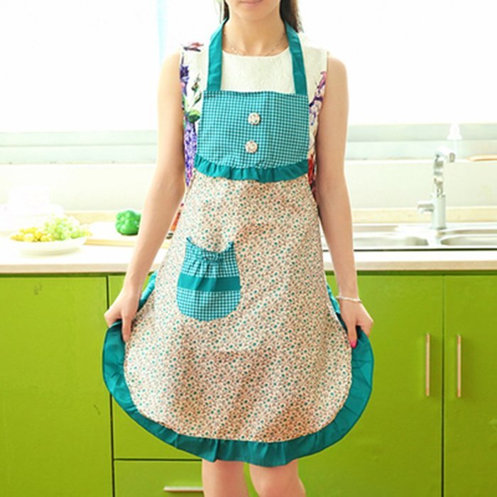 Spritech(TM) Lovely Long Sleeves Antifouling Cartoon Chef Apron for Home Restaurant and Hotel N15