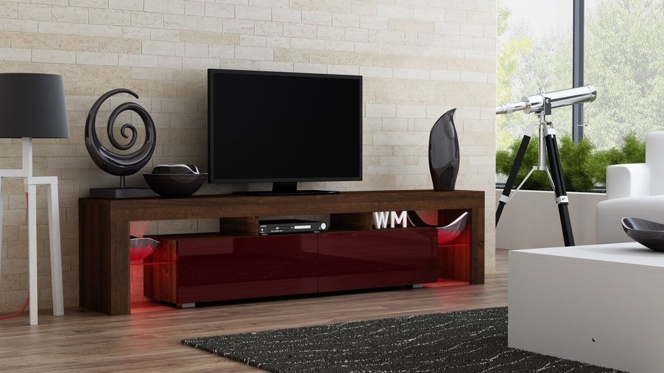 TV Stand MILANO 200 Walnut Line / Modern LED TV Cabinet / Living Room Furniture / Tv Cabinet fit for up to 90-... N4