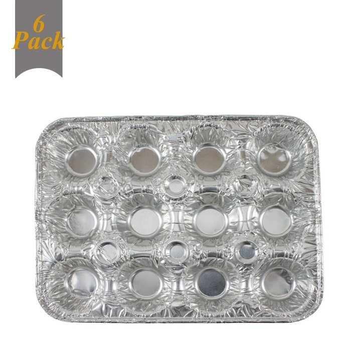 12 Mini Cavity Compartment Muffin Aluminum Foil Disposable Recyclable Pan-6 Pack (12 Cavity Compartmen)