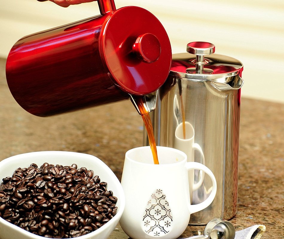 Best French Press Coffee Maker. Durable, No Plastic or Glass. 34oz Pot With Bonus Scoop and Cloth. Insulated Double... N5