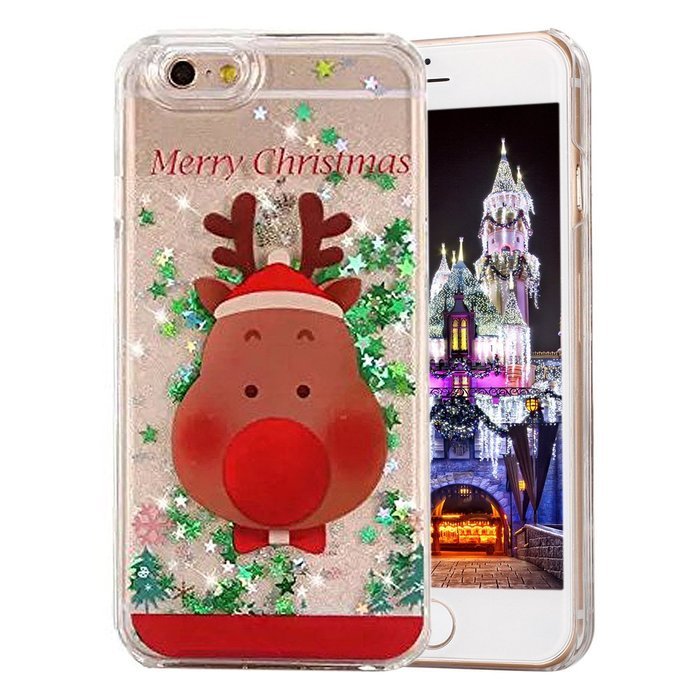 iPhone 6 Plus / 6S Plus Case,PHEZEN Christmas Tree Santa Claus Design Cool Quicksand Moving Stars Bling Glitter... N16