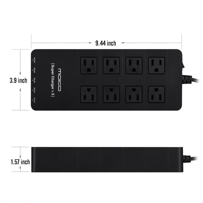 MoKo 8-Outlet 1250W Power Strip Surge Protector, with 5-Port USB Smart Charger 4.6ft Power Cord, for iPhone 7... N6