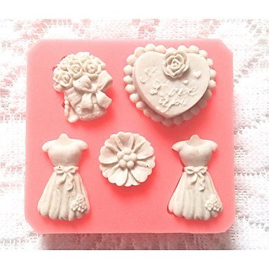 Sher Bakeware Silicone Dress Baking Molds for Fondant Candy Chocolate Cake