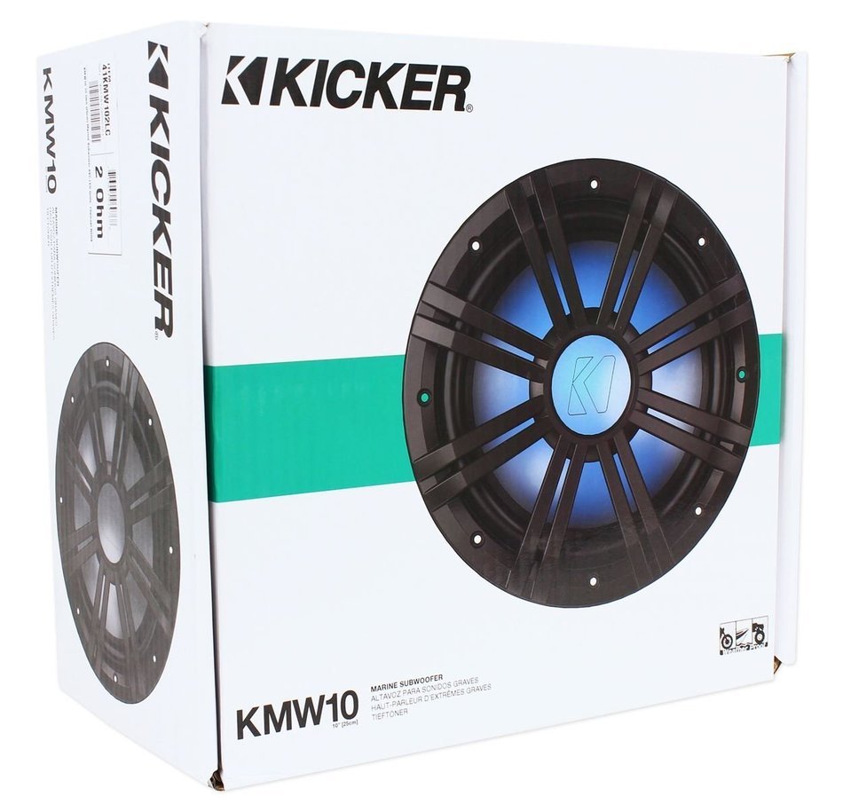 Kicker 10" 300W Marine Subwoofer+Kicker 10" Marine Sub White Grille+LED Remote N2