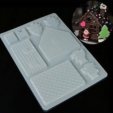 Sher 3D Chocolate House Mold PP Food Grade Cake Biscuit Cookies Mould for Xmas Festival Kitchen Tools N2