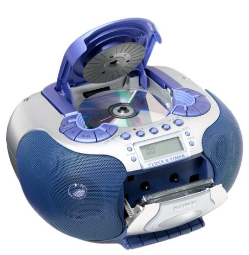 Sony CFDE55 Blue and Silver CD/Cassette Boom Box with Digital Radio N2