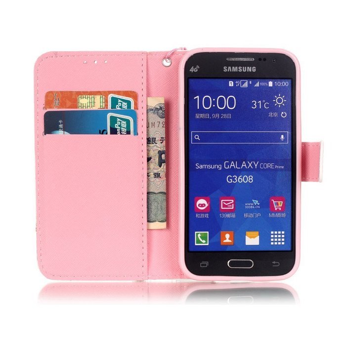 Samsung Galaxy Core Prime Case,Yaheeda [3D Colored Drawing] [Flip Fit] Premium PU Leather Card-Slots Cash-Slots... N38