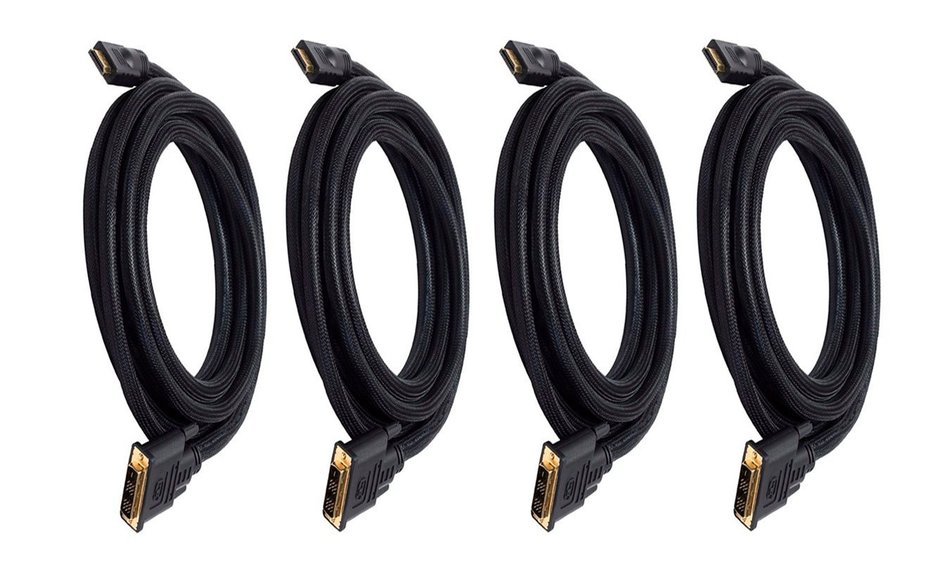 Monoprice 102285 15' 24AWG CL2 High Speed HDMI to DVI Adapter Cable with Net Jacket, Black N8