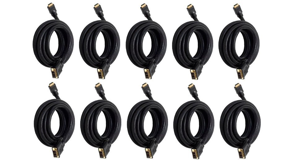 Monoprice 102285 15' 24AWG CL2 High Speed HDMI to DVI Adapter Cable with Net Jacket, Black N9