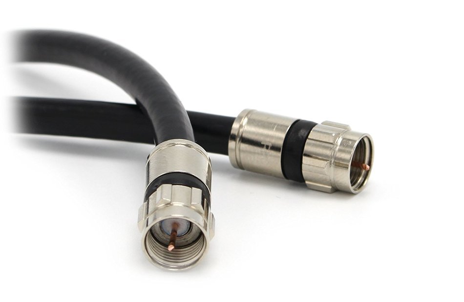 25' feet white RG6 coax, coaxial cable with two male F-pin Male connectors N11