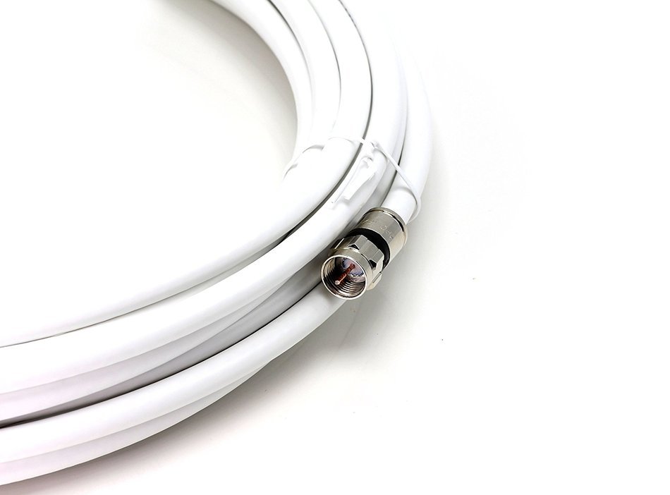 25' feet white RG6 coax, coaxial cable with two male F-pin Male connectors N12