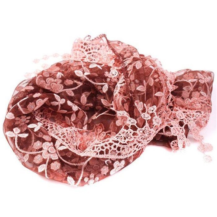 Lady Women's Floral Print Lace Sheer Tassel Mantilla Scarf Shawl Wrap Vogue N4