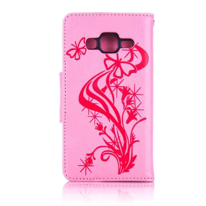 Galaxy Core Prime Case,ikasus Glitter Diamond Embossing Flowers Lily Butterfly PU Leather Flip Wallet Pouch Stand... N45