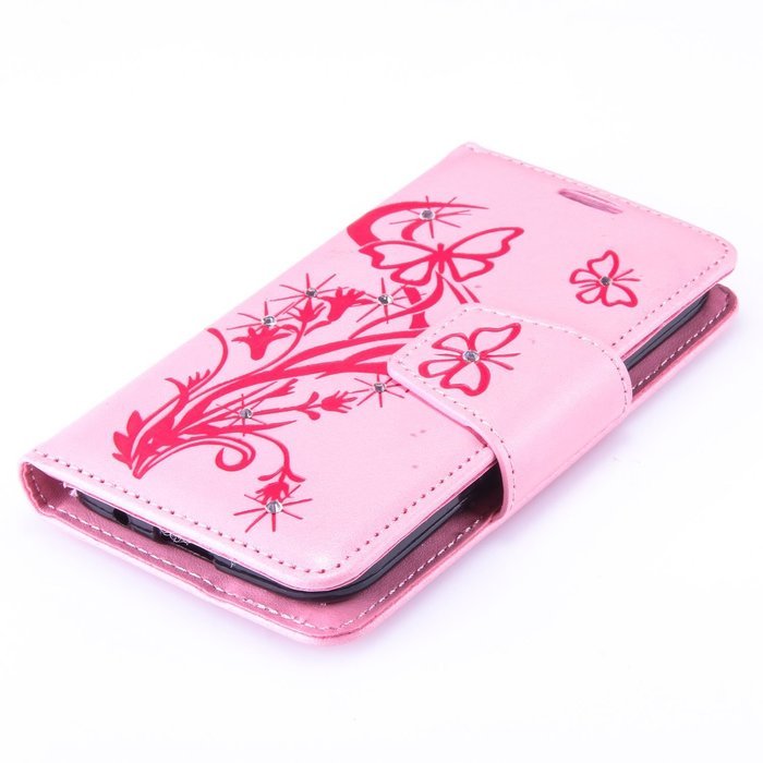 Galaxy Core Prime Case,ikasus Glitter Diamond Embossing Flowers Lily Butterfly PU Leather Flip Wallet Pouch Stand... N46
