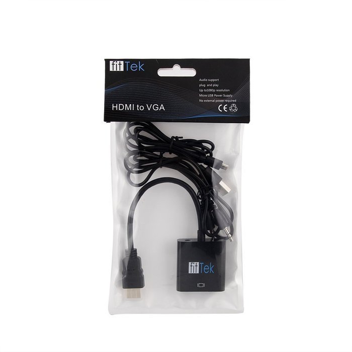 Vga Converter,fitTek &reg; Vga To Hdmi In Hdmi Adapter Hdmi cable HDMI TO VGA 1080P with Audio Port N8